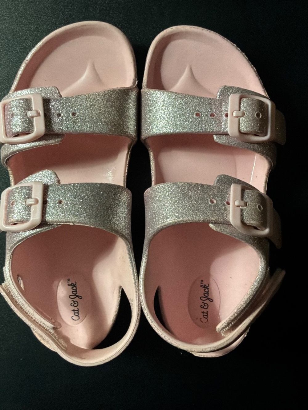 Girls Cat & Jack Pink and Silver Glitter Sandals